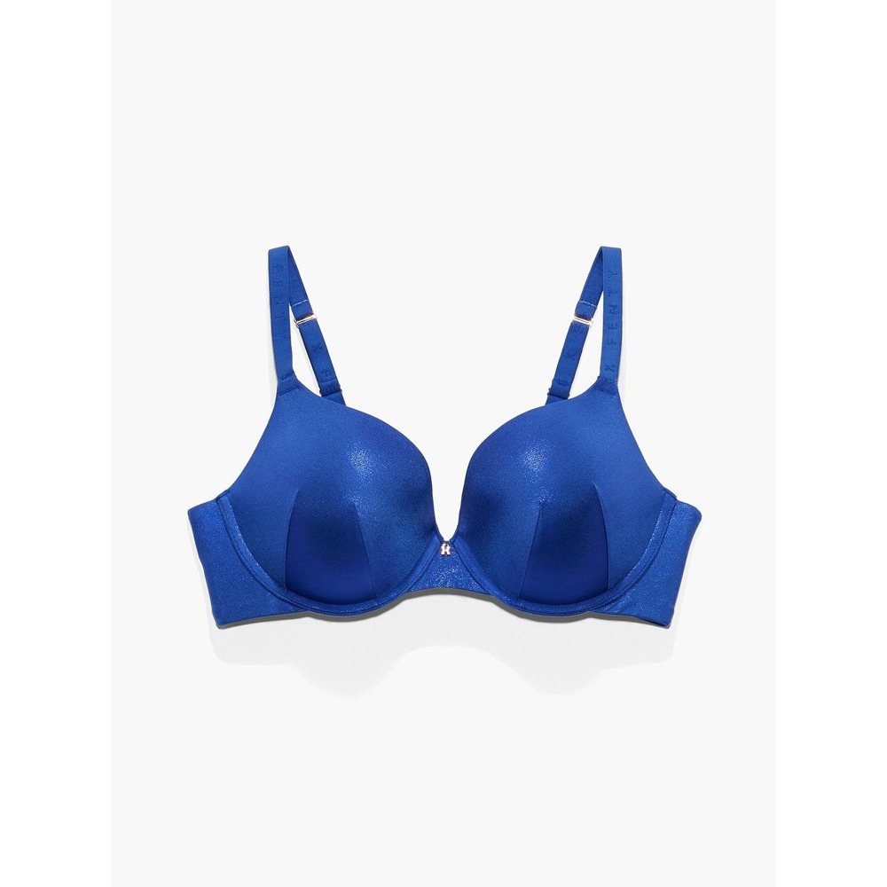SAVAGE X FENTY CORE MICROFIBER METALLIC‎ PUSH-UP BRA DREAMY CHROME BLUE SIZE 42C
